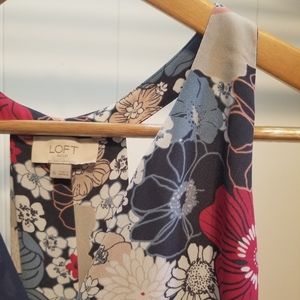 LOFT RACER BACK A LINE TANK BLUE GREY FLOWING XL